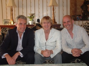 Joe Longthorne with Barry Cox (Great Northern Books) and Chris Berry (writer) at the signing of the book deal yesterday 19 October 2009